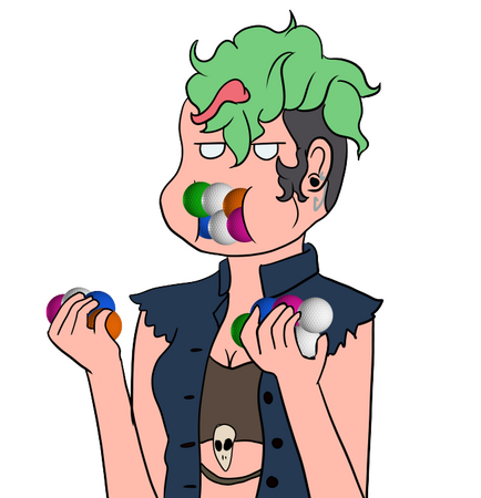 Taffy eating golf balls